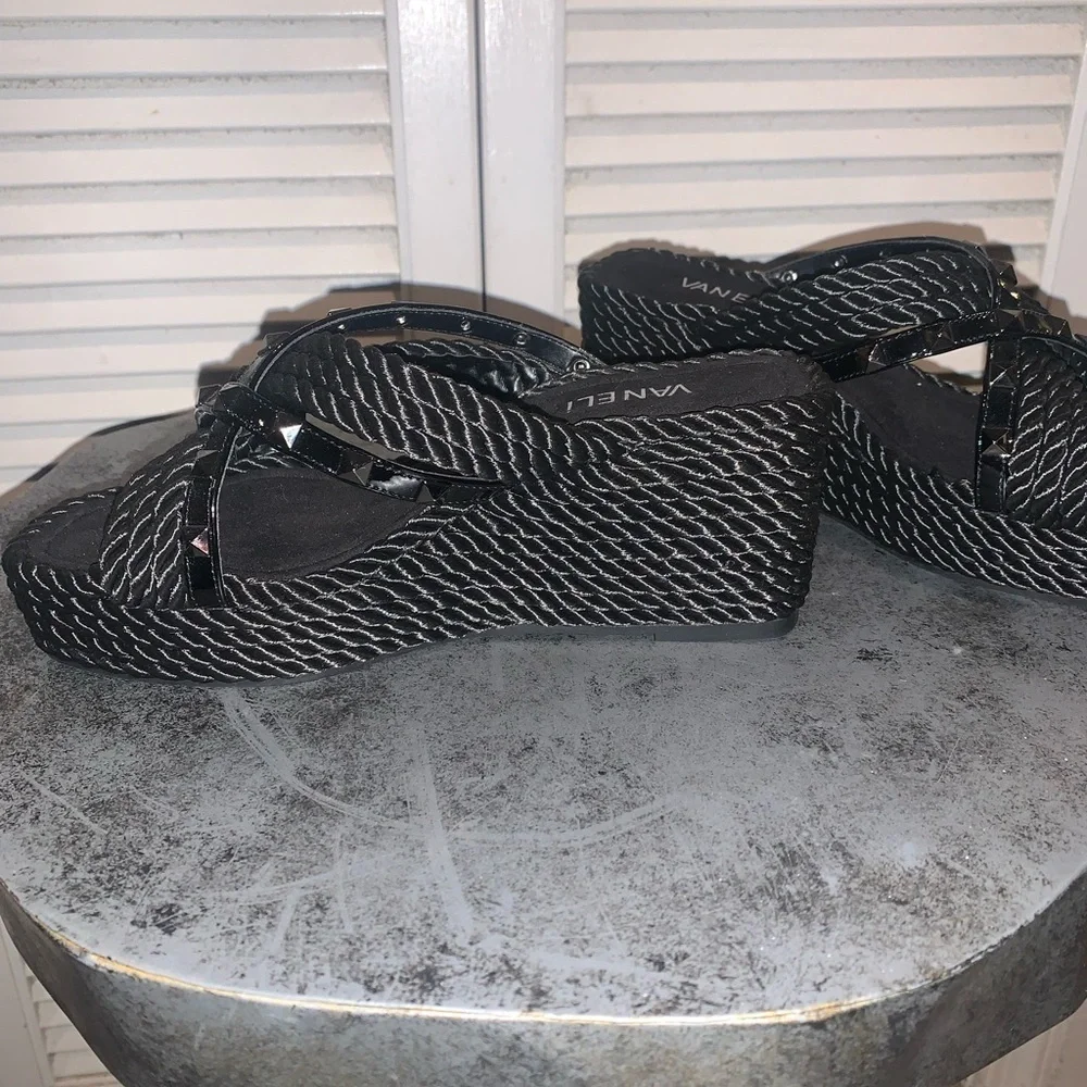 Vaneli Black Woven Women's Platform Sandals Women’s 7.5 - Picture 6 of 8